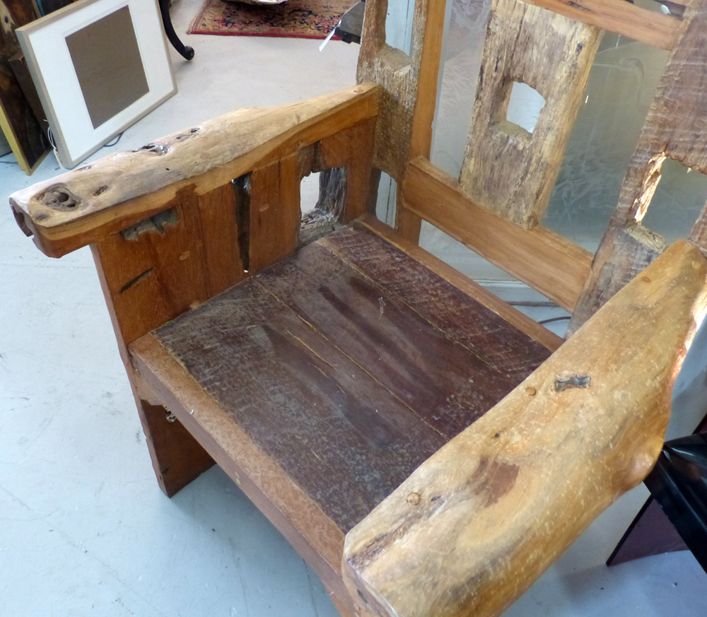 Stunning Distressed Teak Wood Chair Modernism